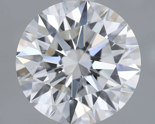 Close-up of a round diamond on a gray background