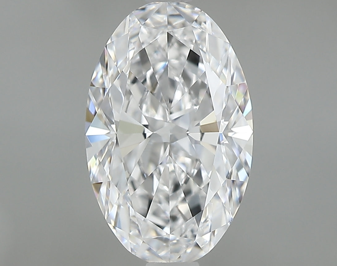 Oval-shaped diamond on a gray background