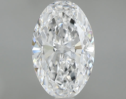 Oval-shaped diamond on a gray background