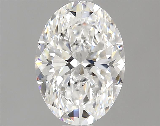 Oval-shaped diamond on a gray background