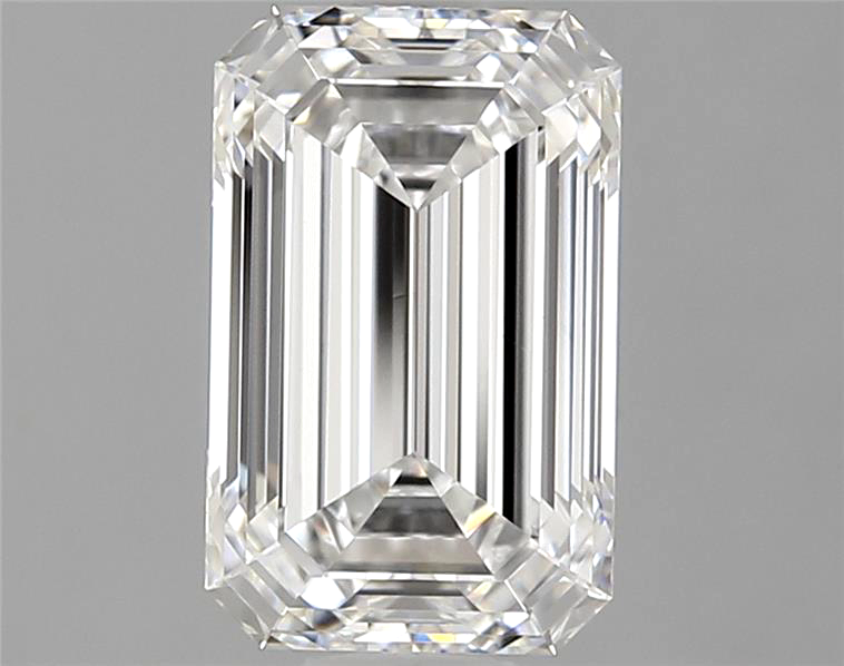 Rectangular cut diamond on a gray background