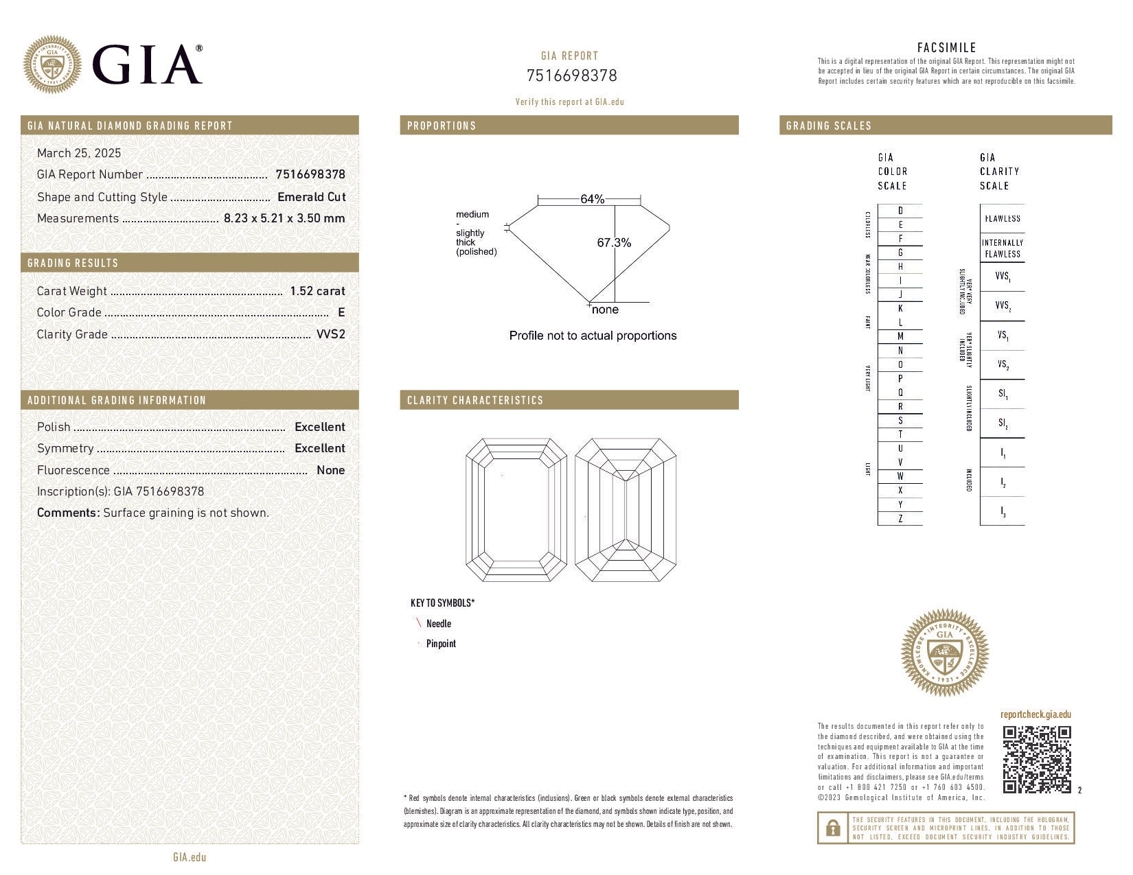 GIA diamond report with detailed gemstone information on a white background