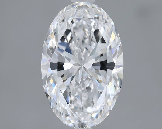 Oval-shaped diamond on a gray background