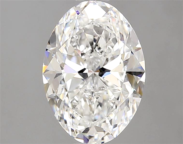 Oval-shaped diamond on a gray background