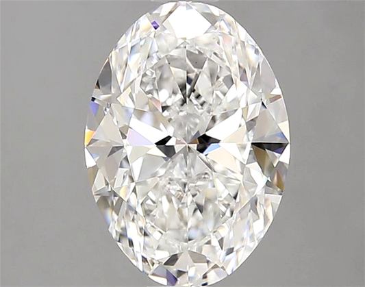Oval-shaped diamond on a gray background