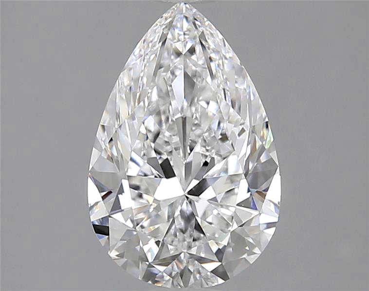 Pear-shaped diamond on a gray background
