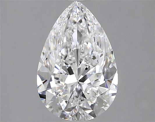 Pear-shaped diamond on a gray background