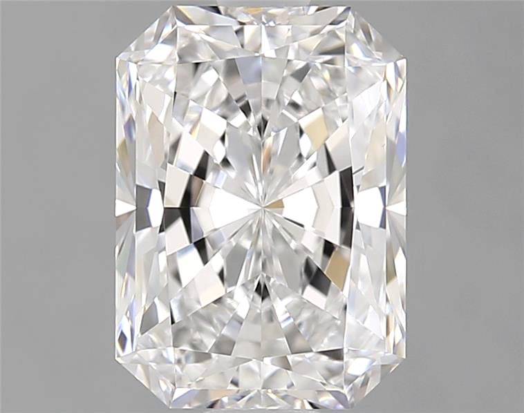 Radiant cut diamond on a gray background