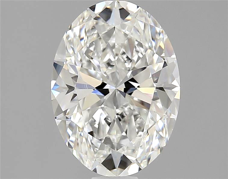 Oval-shaped diamond on a gray background