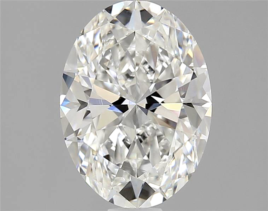 Oval-shaped diamond on a gray background