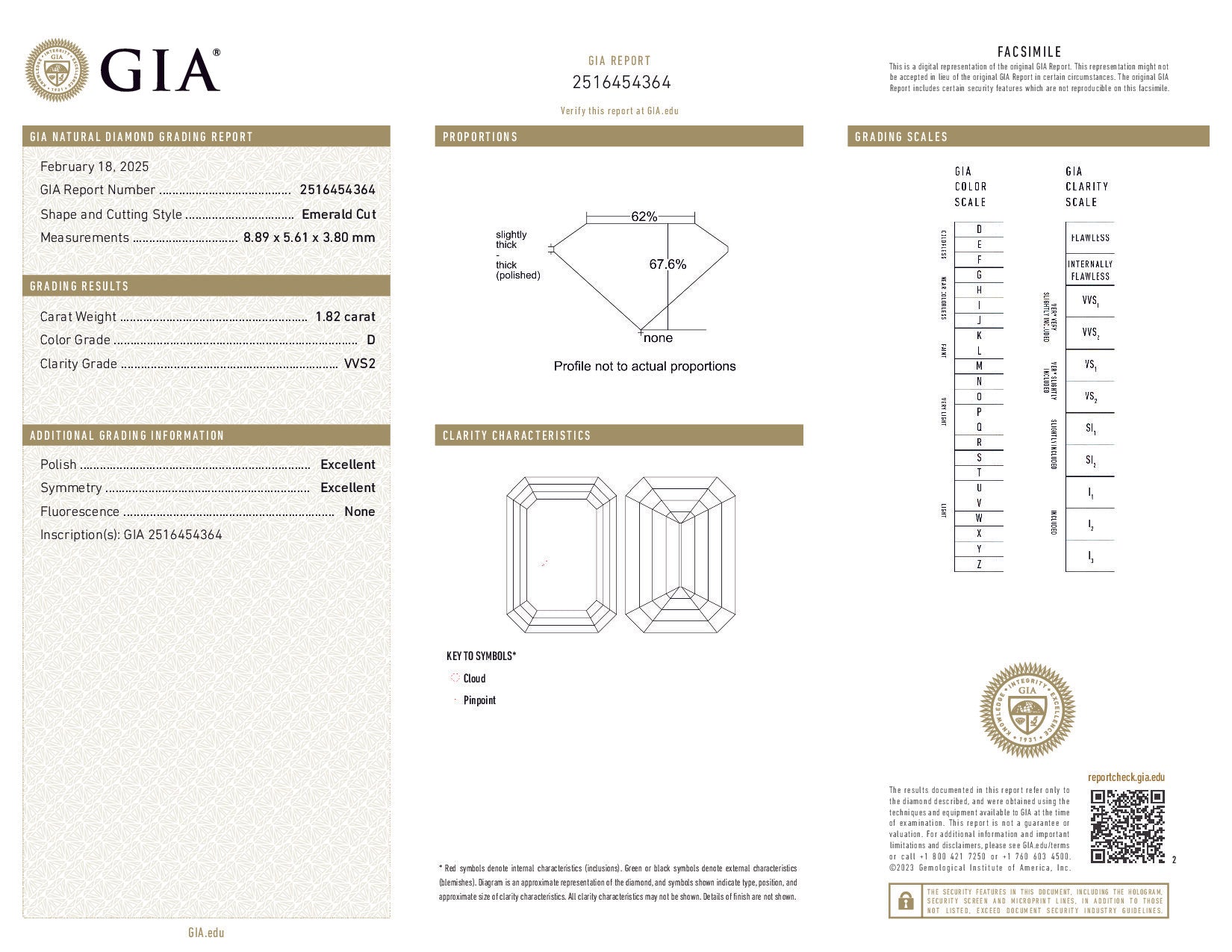 GIA diamond report with detailed gemstone information on a white background