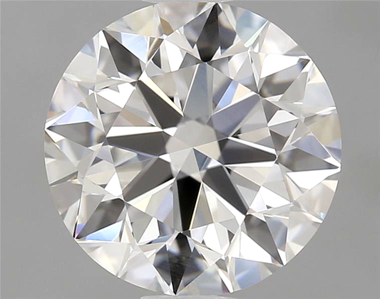 Close-up of a round diamond with a gray background