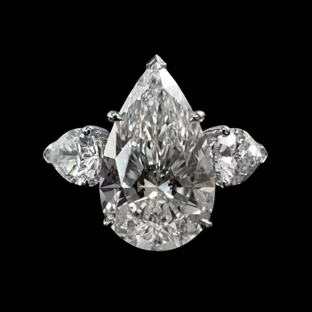 5.08 ct Pear Shape Three-Stone Lab Diamond Ring – Platinum PT950
