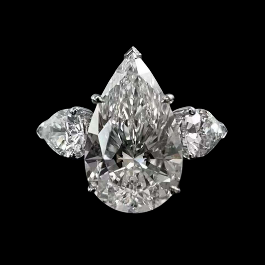 5.08 ct Pear Shape Three-Stone Lab Diamond Ring – Platinum PT950