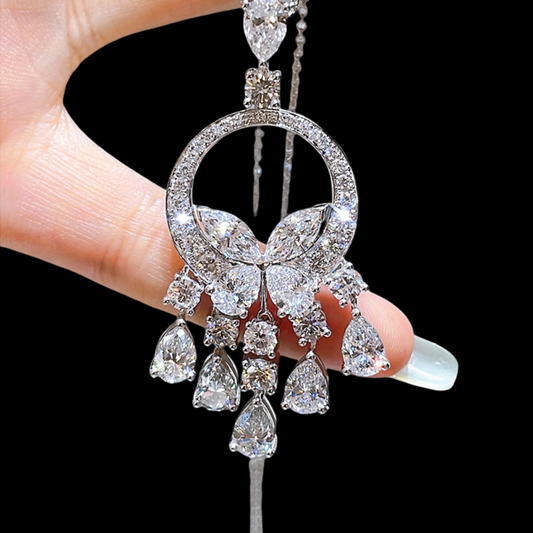 Imperial Grace Platinum PT950 Diamond Pendant – Butterfly Chandelier Design