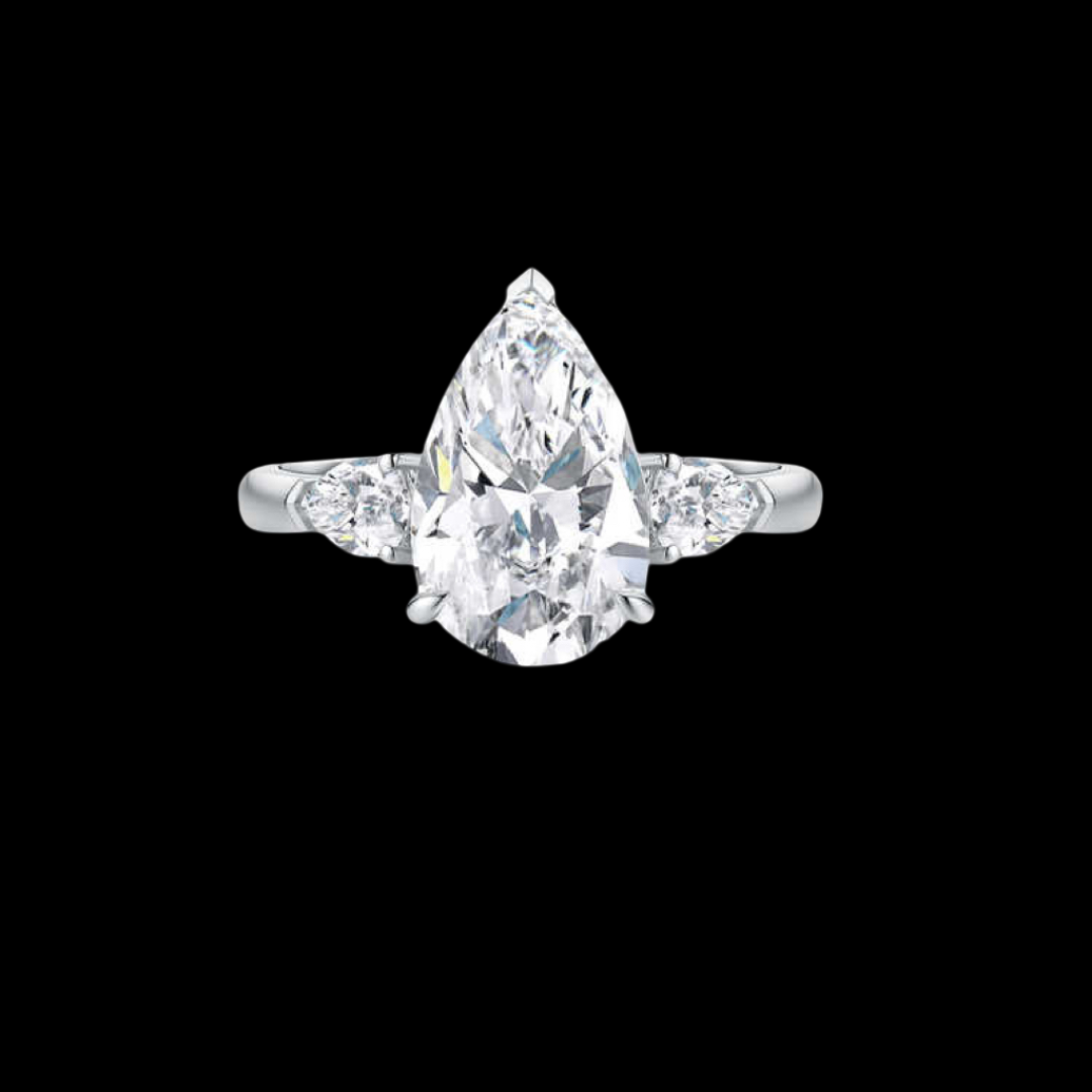5.08 ct Pear Shape Three-Stone Lab Diamond Ring – Platinum PT950