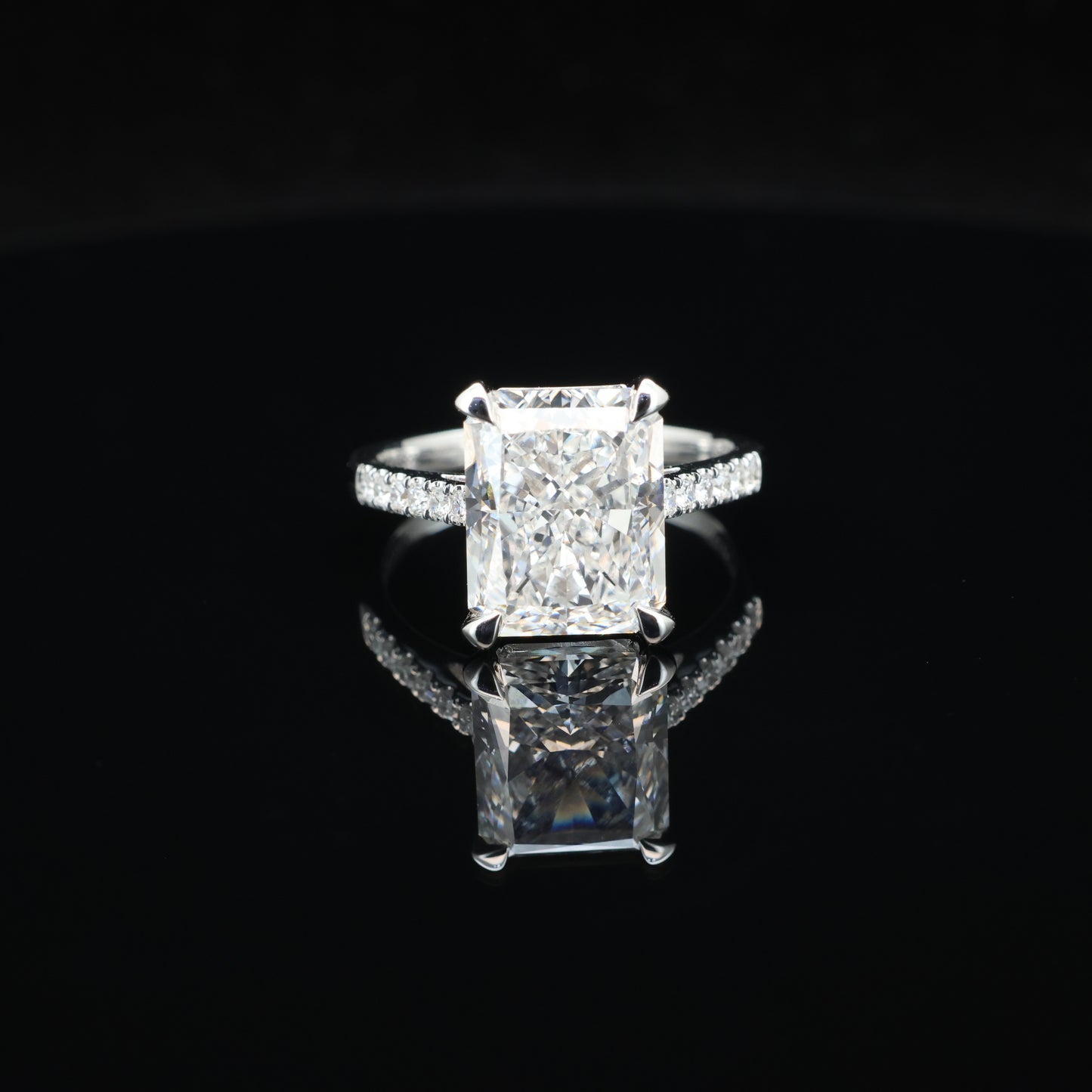 Empire Cut” – 18K White Gold Radiant Diamond Ring (5.57ct)