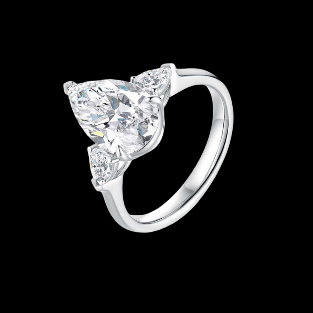 5.08 ct Pear Shape Three-Stone Lab Diamond Ring – Platinum PT950