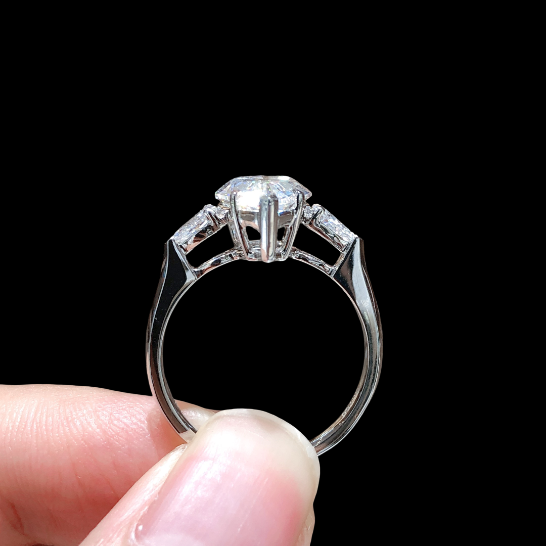 5.08 ct Pear Shape Three-Stone Lab Diamond Ring – Platinum PT950