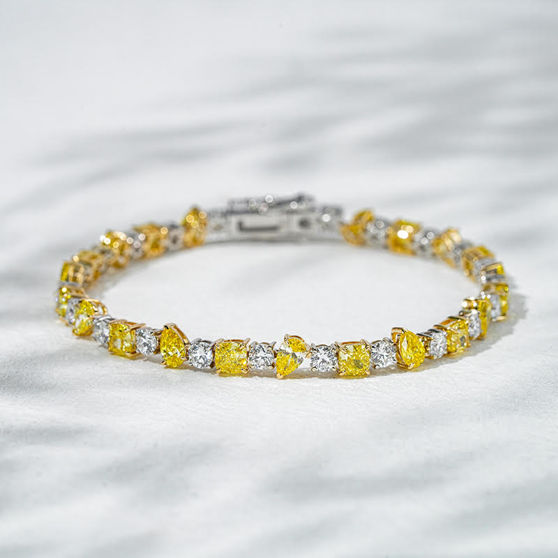 Sunbeam Duet – 18K White & Yellow Gold Lab Diamond Bracelet