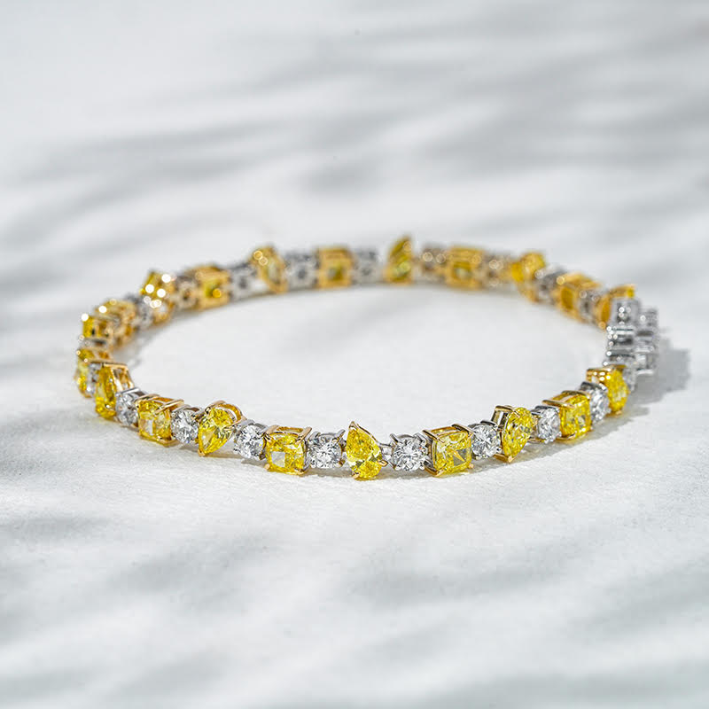 Sunbeam Duet – 18K White & Yellow Gold Lab Diamond Bracelet