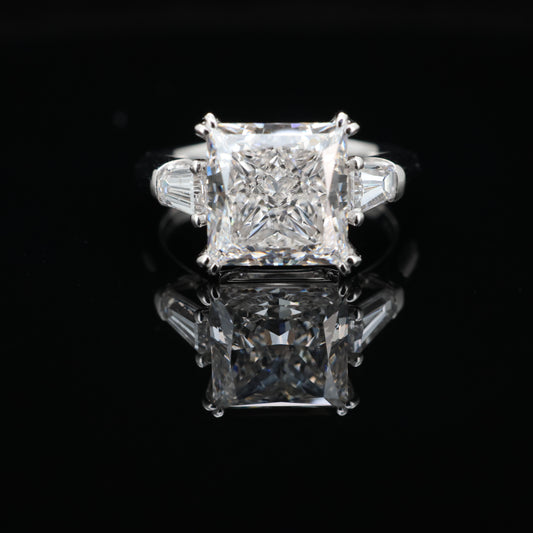 Crown Princess” – 18K White Gold Princess Cut Diamond Ring (5.06ct)