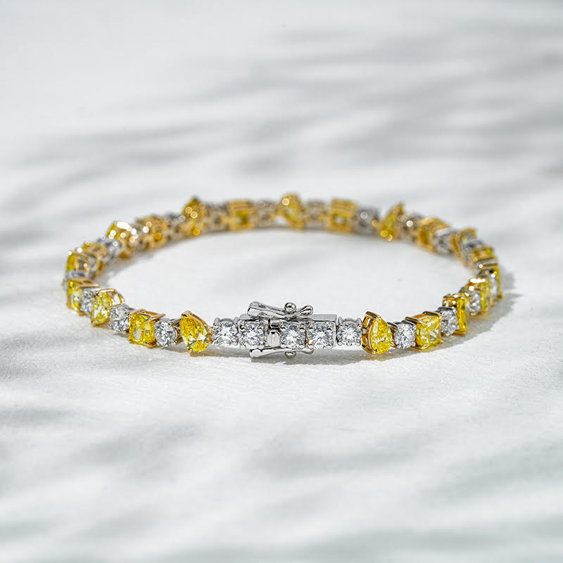 Sunbeam Duet – 18K White & Yellow Gold Lab Diamond Bracelet