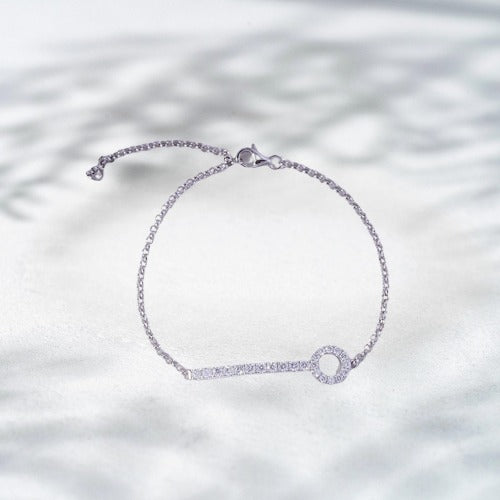 Silver bracelet with a subtle design on a light background