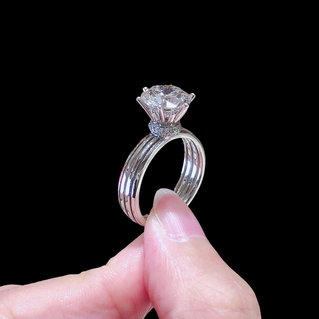 3.13 ct Round Brilliant Lab Diamond Ring – 18K White Gold