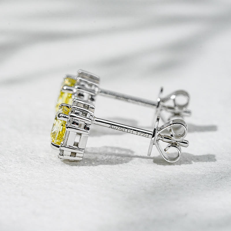 Duality Glow Earrings | 18K White Gold Yellow Lab Diamond Studs