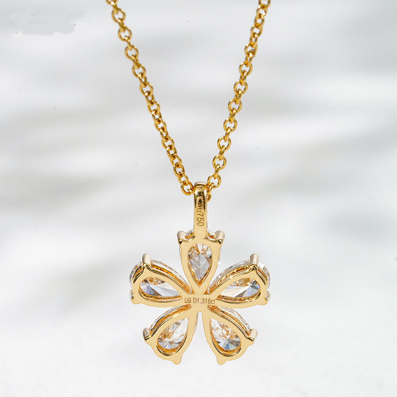Petal Flare Lab Diamond Flower Necklace in 18K Yellow Gold – 40–45 cm