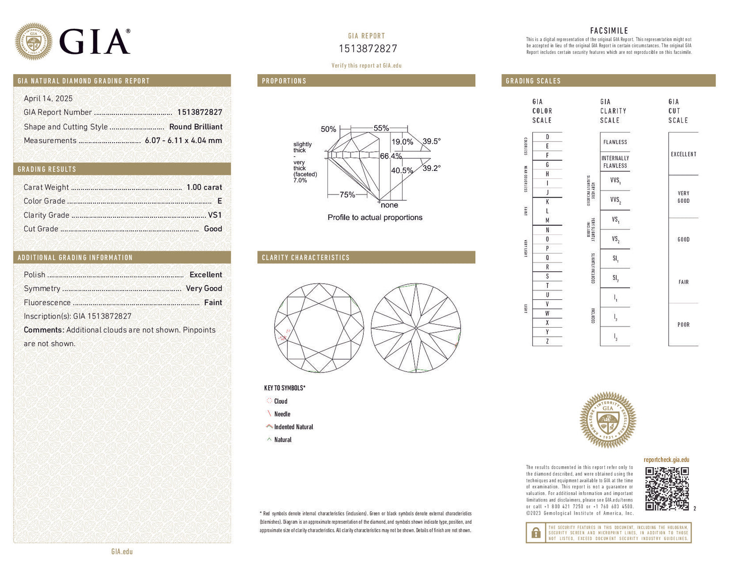 1.00 Carat Round Brilliant Diamond – GIA Certified, E Color, VS1 Clarity