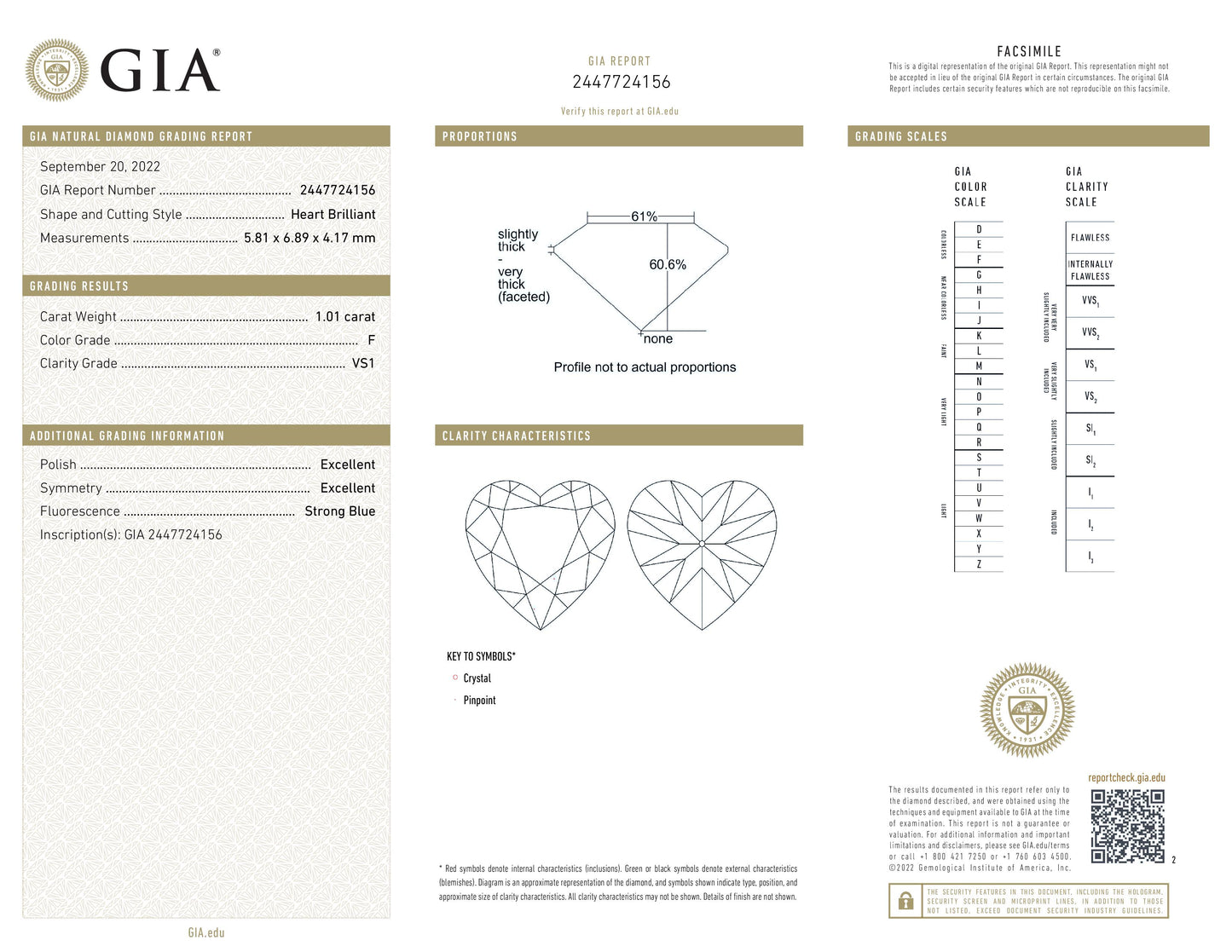 GIA-Certified 1.01 ct Heart-Shaped Diamond – F Color, VS1 Clarity