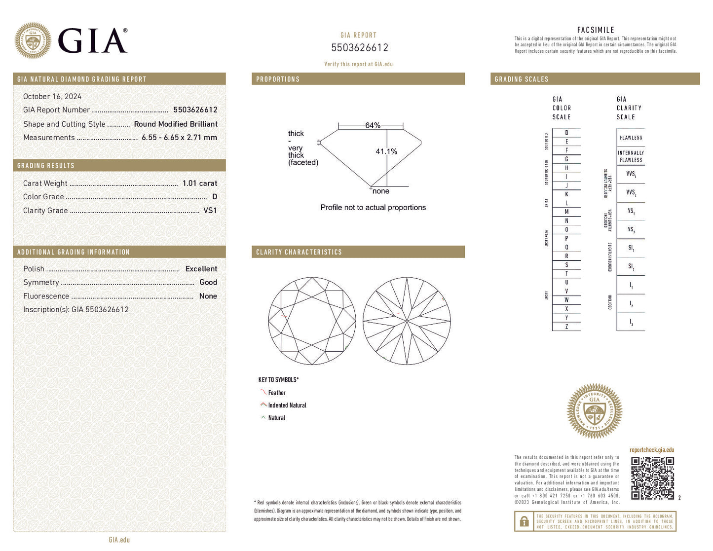 1.01 ct Round Modified Brilliant Diamond — D Color, VS1 Clarity, GIA Certified