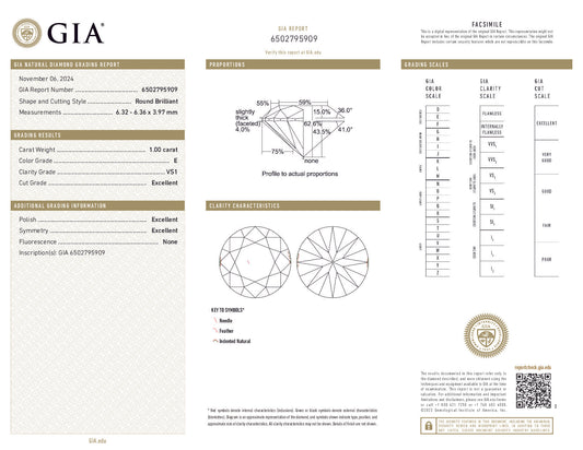 1.00 ct Round Brilliant Diamond — E Color, VS1 Clarity, Excellent Cut, GIA Certified