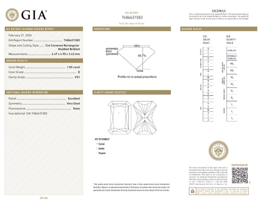 GIA-Certified 1.00 ct Radiant-Cut Diamond – D Color, VS1 Clarity
