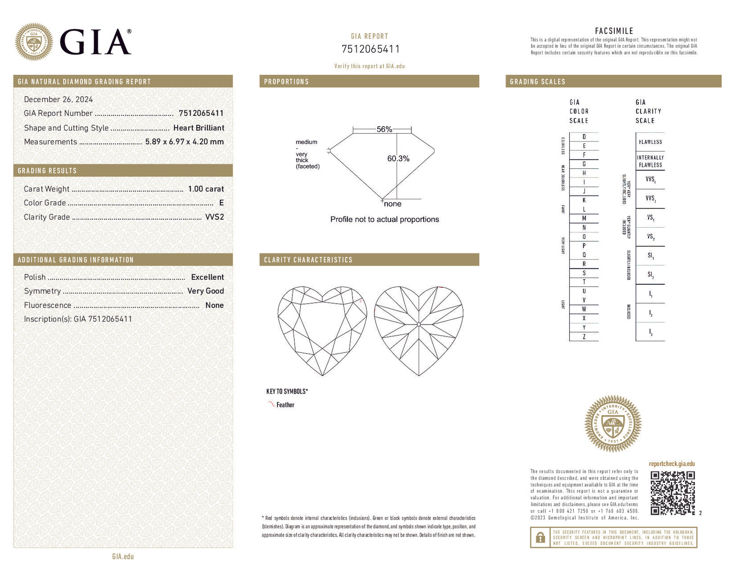 GIA-Certified 1.00 ct Heart-Shaped Diamond – E Color, VVS2 Clarity