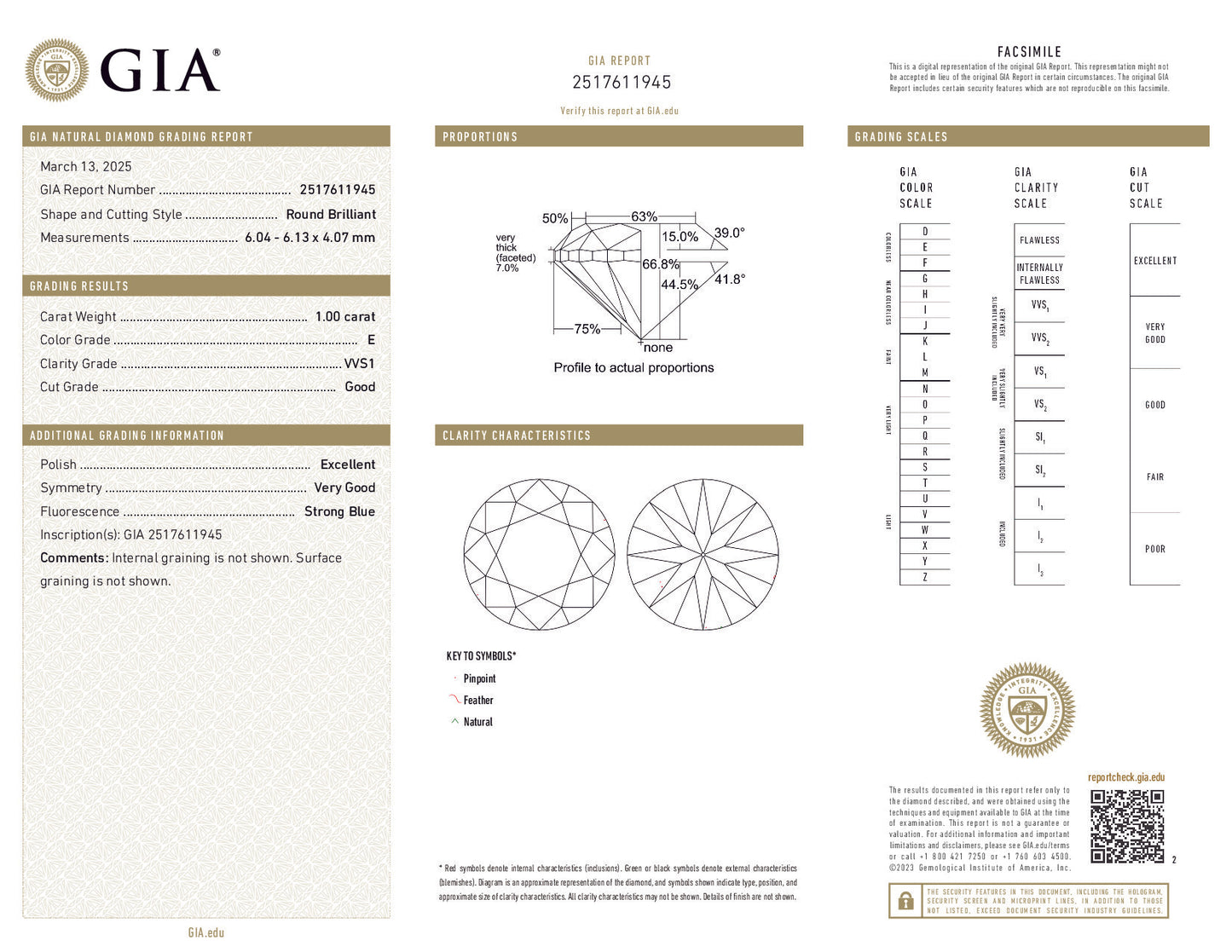 1.00 ct Round Brilliant Diamond — E Color, VS1 Clarity, GIA Certified