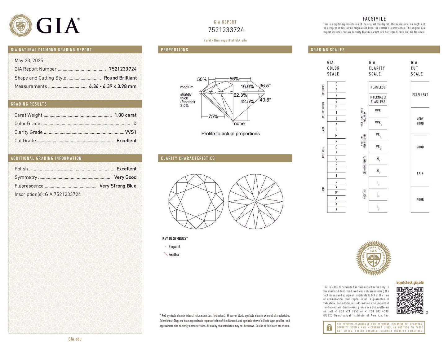 1.00 ct Round Brilliant Diamond — D Color, VS1 Clarity, Excellent Cut, GIA Certified