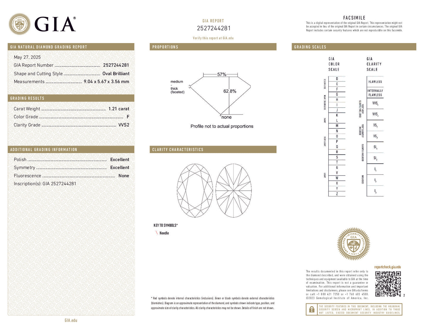 1.21ct Oval Cut Diamond – F Color, VVS2 Clarity, GIA Certified