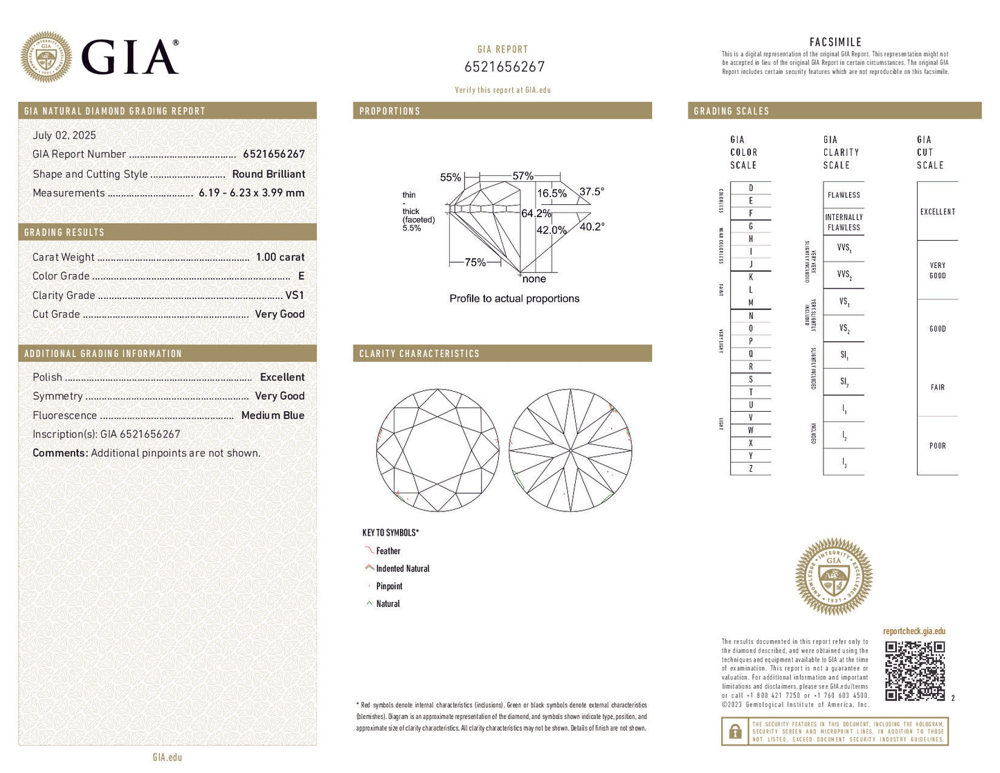 1.00 ct Round Brilliant Diamond — E Color, VS1 Clarity, Very Good Cut, GIA Certified