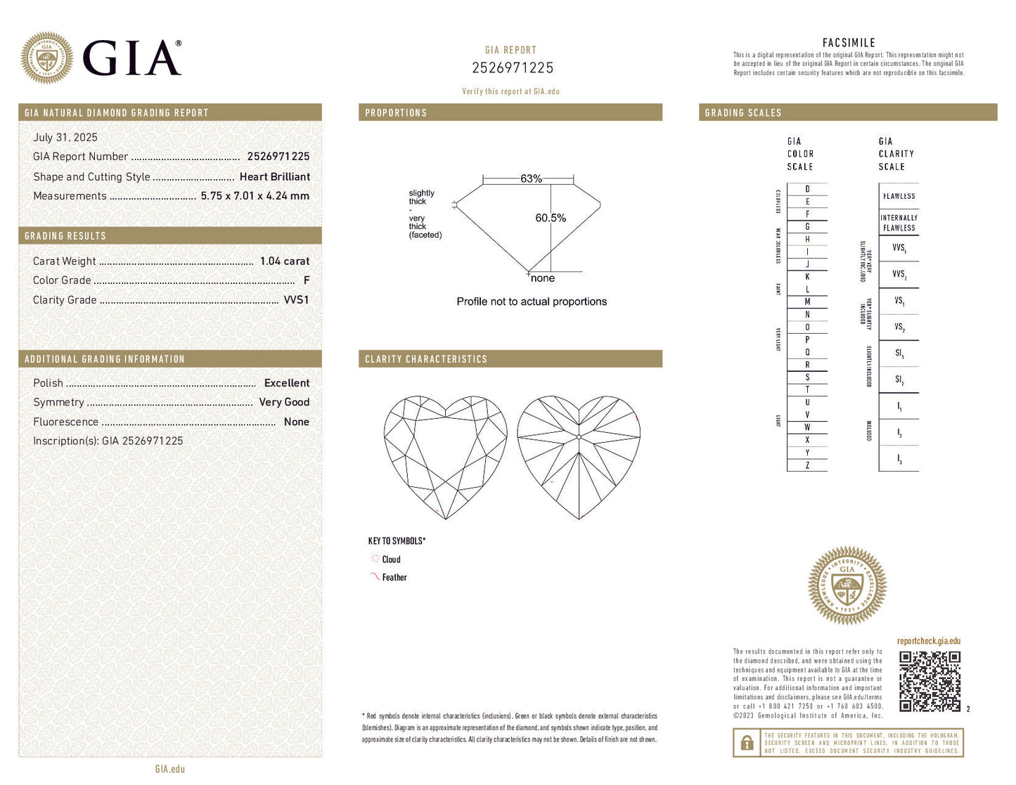 GIA-Certified 1.04 ct Heart-Shaped Diamond – F Color, VVS1 Clarity