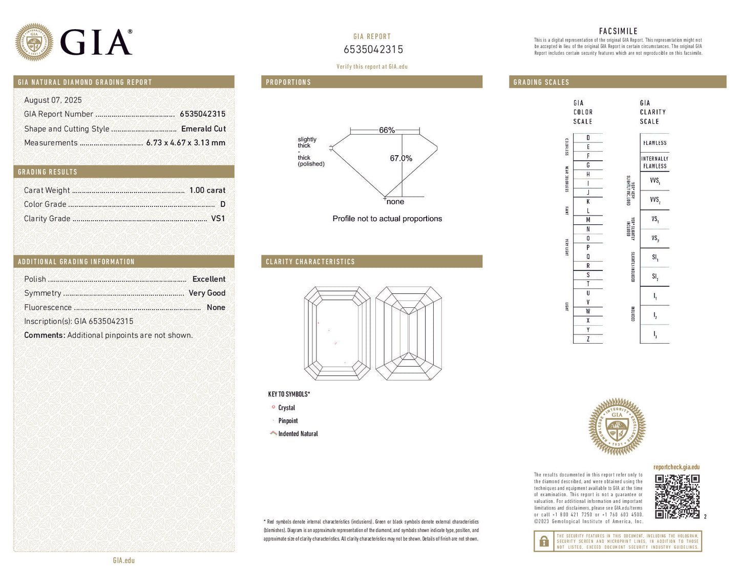 GIA Certified 1.00 ct Emerald Cut Diamond – D Color, VS1