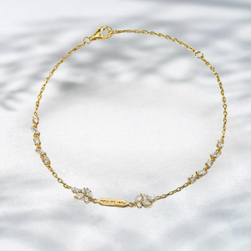 Radiant Curve 18K Yellow Gold Lab Diamond Bracelet | Elegant Adjustable Design