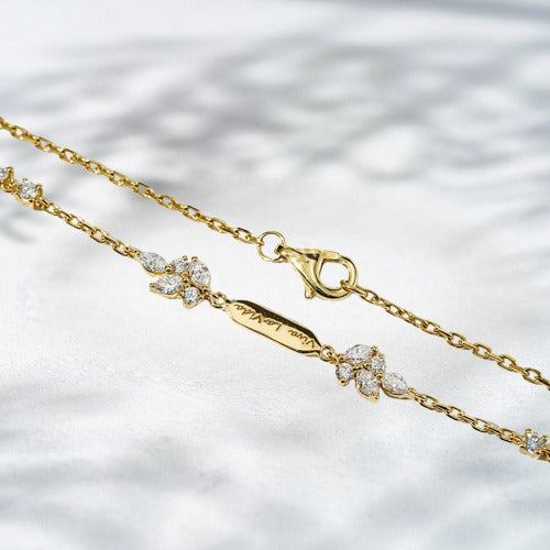 Radiant Curve 18K Yellow Gold Lab Diamond Bracelet | Elegant Adjustable Design