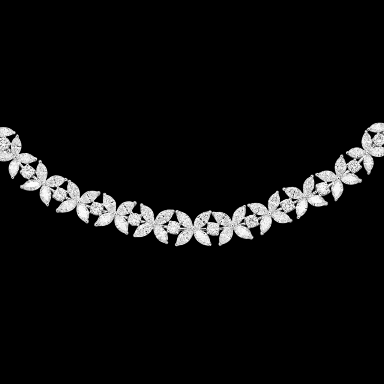 Diamond necklace on a black background