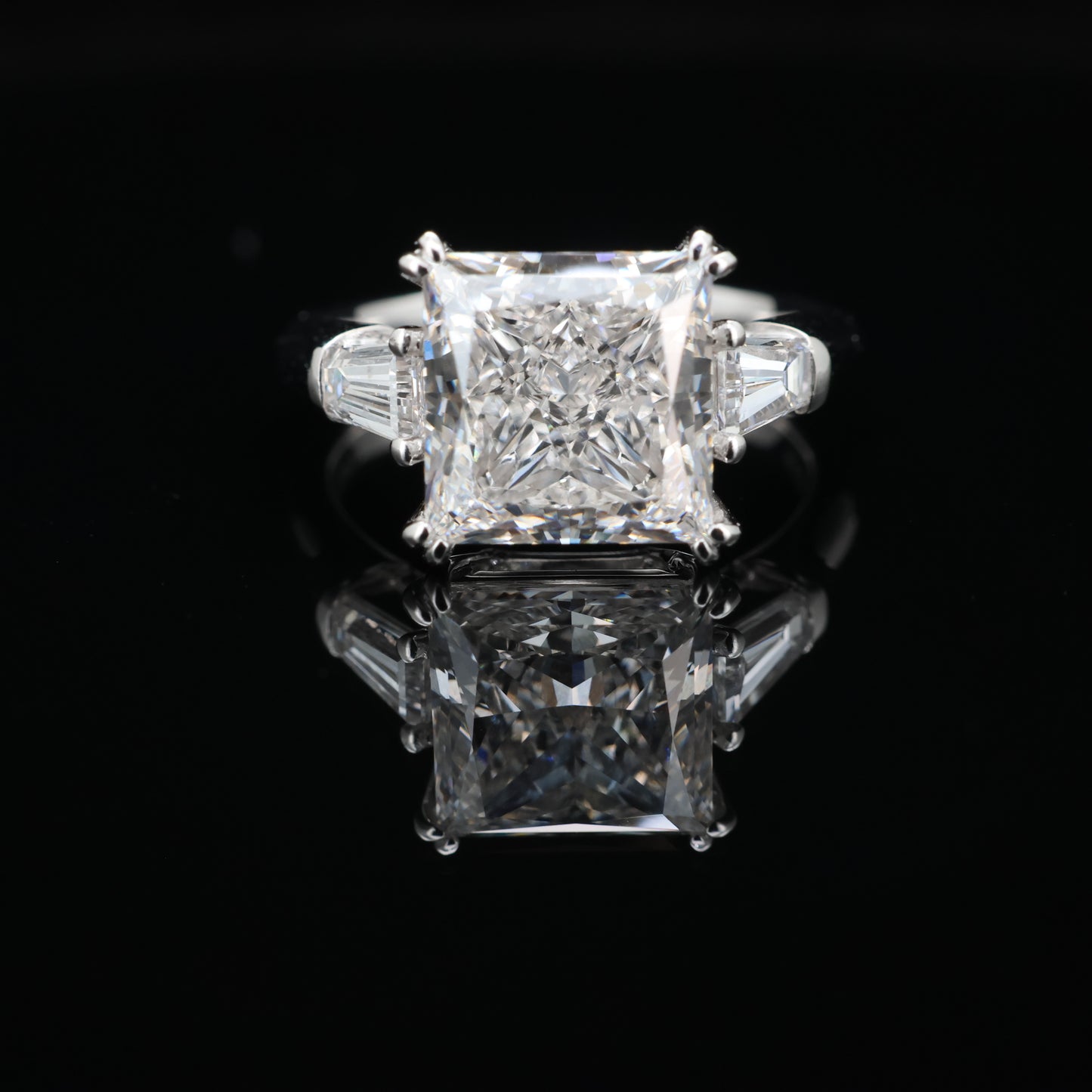 Diamond ring with a black background