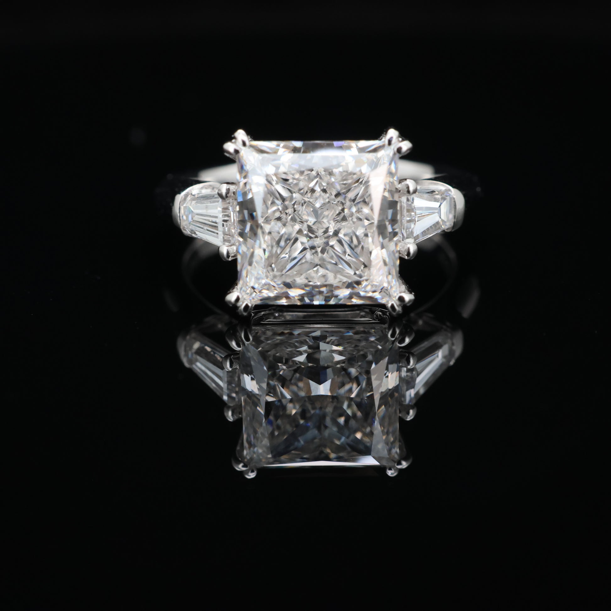 Diamond ring with a black background