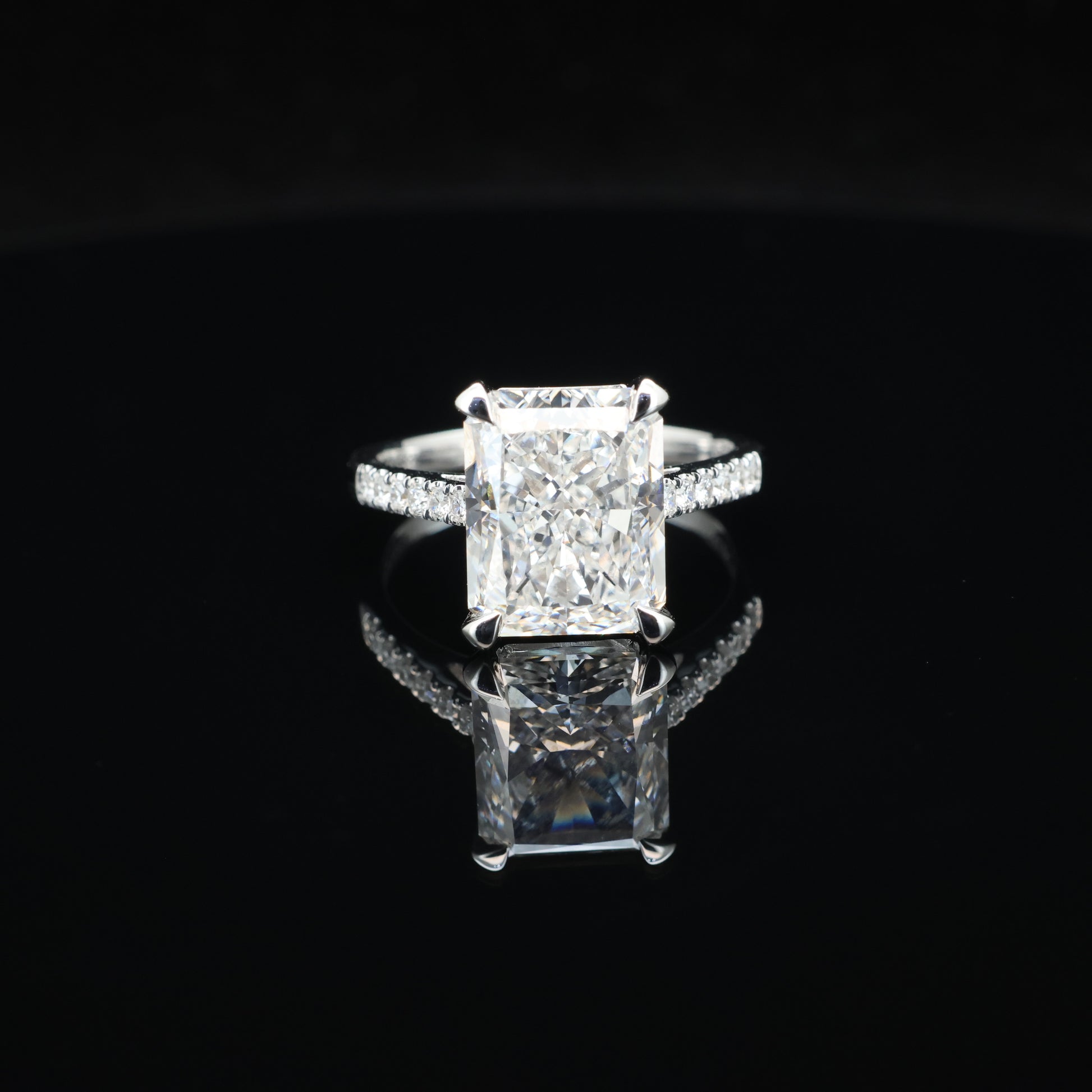 Diamond ring with a black background