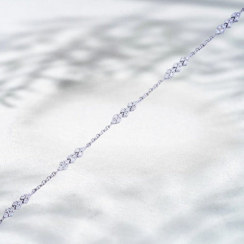 Glacial Chain18K White Gold Natural Diamond Tennis Bracelet (2.2 ct)